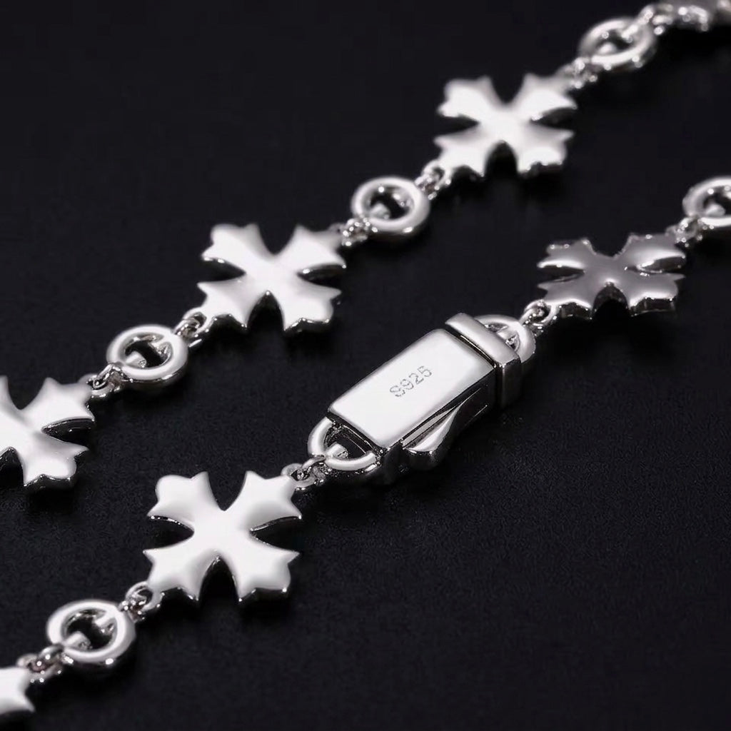 Cross moissanite silver chain