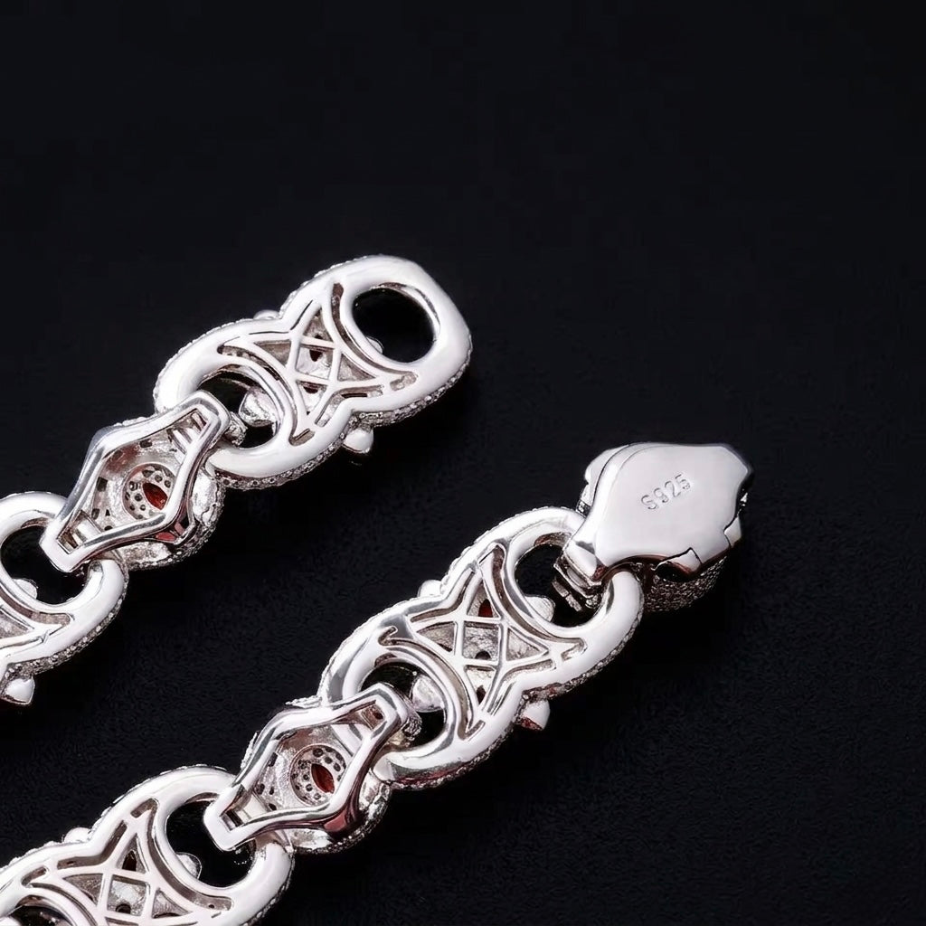 Orange eveil eye moissanite silver bracelet