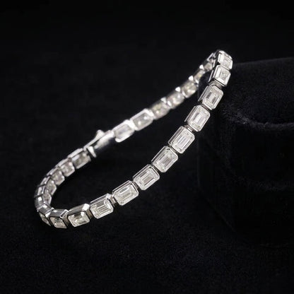 Baguette silver moissanite bracelet