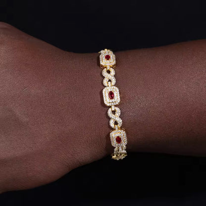 Red infinity moissanite sterling silver bracelet