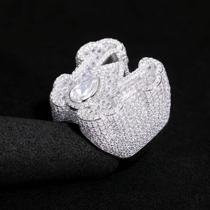 Initial moissanite silver ring