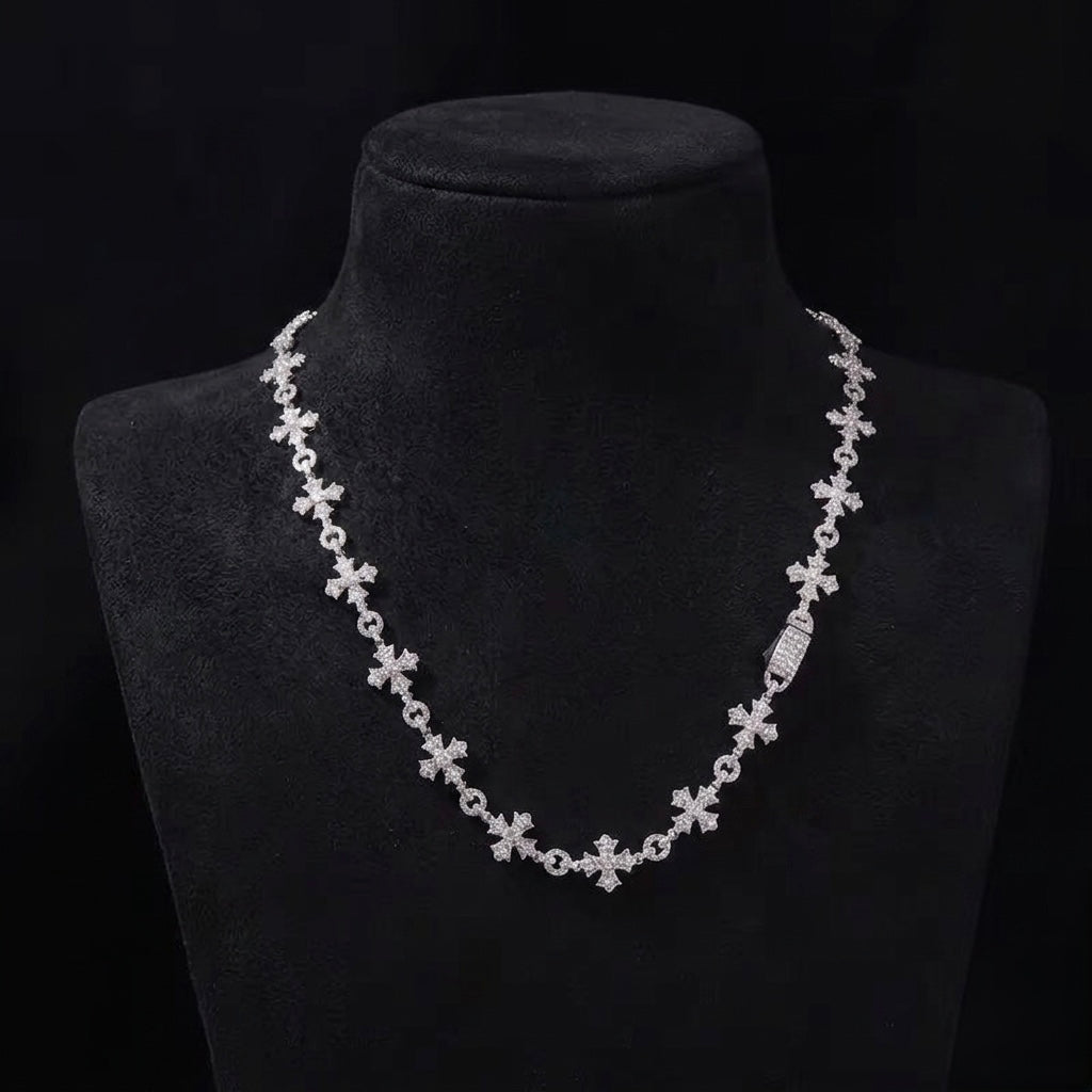 Cross moissanite silver chain