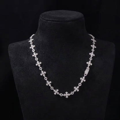 Cross moissanite silver chain