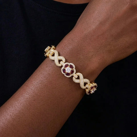 Flower infinity moissanite silver bracelet