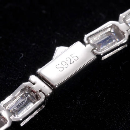 Baguette silver moissanite bracelet