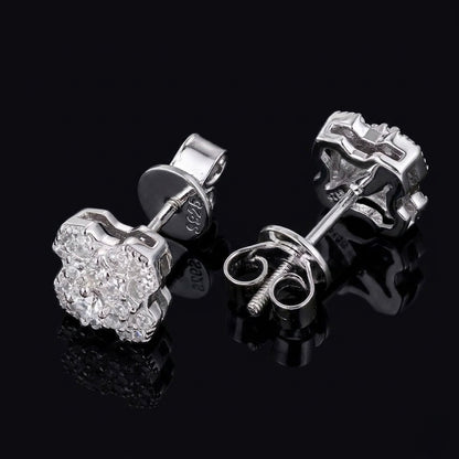 geometry stud moissanite silver earrings