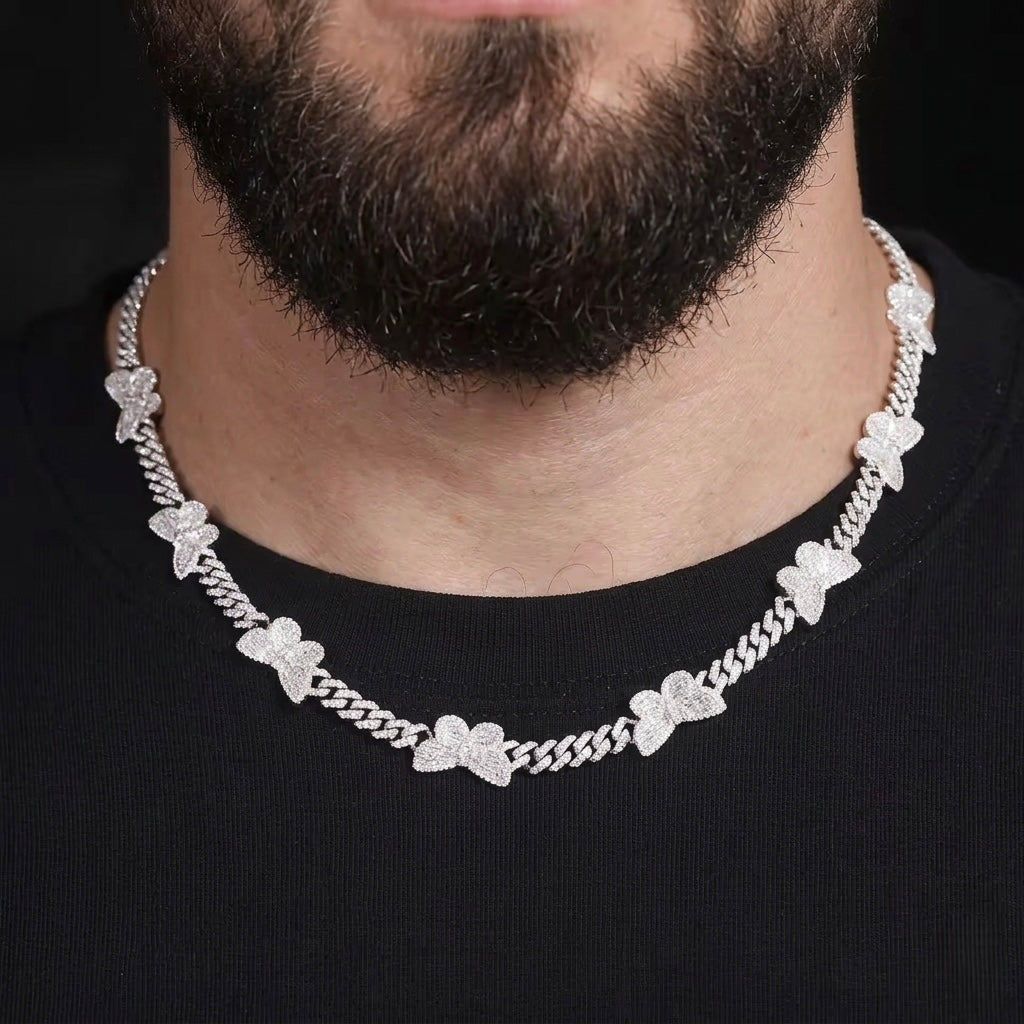 Butterfly moissanite silver chain