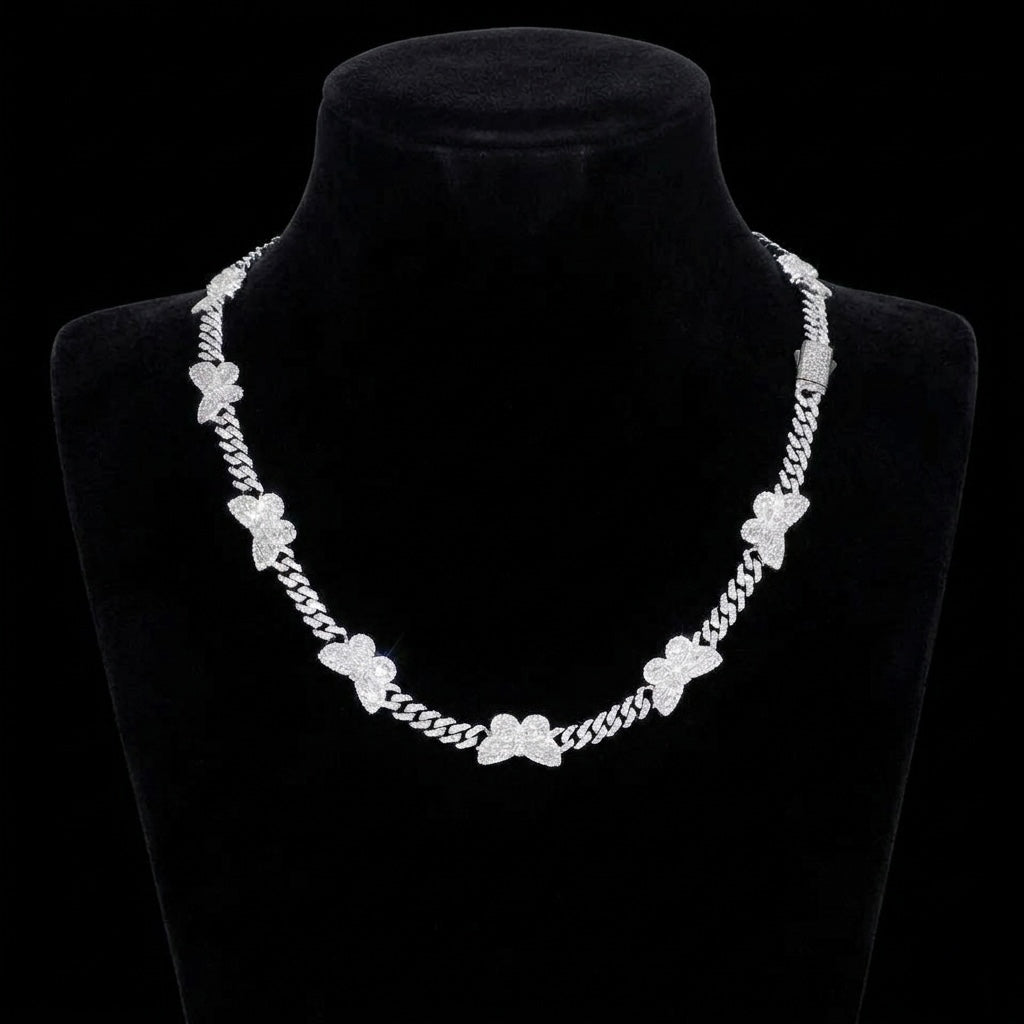 Butterfly moissanite silver chain