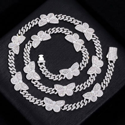 Butterfly moissanite silver chain