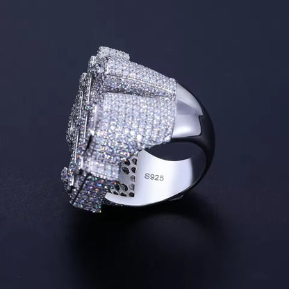 Dollar sign moissanite with silver ring